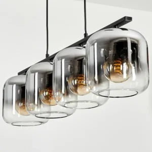 hofstein Suspension - Verre Lauden Chrome, Clair, Fumé, 4 lumières* Lampes Modernes