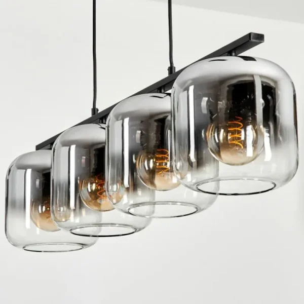 hofstein Suspension - Verre Lauden Chrome, Clair, Fumé, 4 lumières* Lampes Modernes