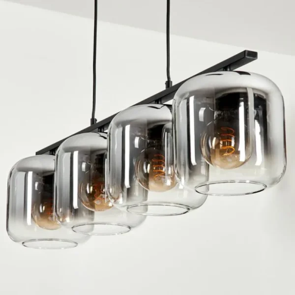 hofstein Suspension - Verre Lauden Clair, Fumé, 4 lumières* Lampes Modernes