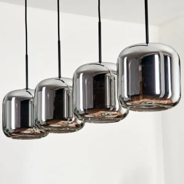 hofstein Suspension - Verre Lauden Chrome, Fumé, 4 lumières* Lampes Modernes