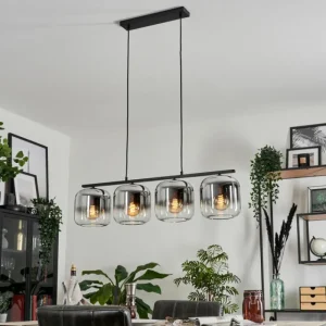 hofstein Suspension - Verre Lauden Chrome, Clair, Fumé, 4 lumières* Lampes Modernes