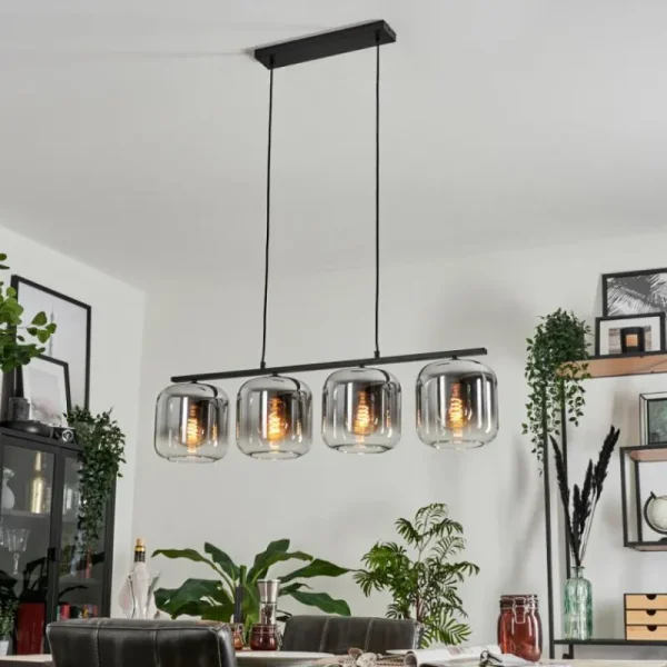 hofstein Suspension - Verre Lauden Clair, Fumé, 4 lumières* Lampes Modernes
