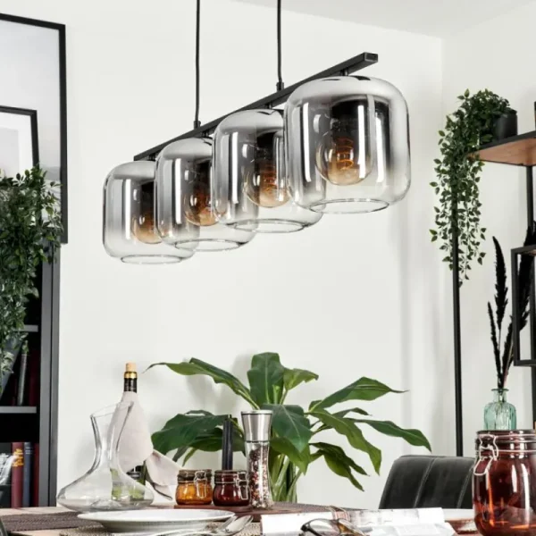 hofstein Suspension - Verre Lauden Clair, Fumé, 4 lumières* Lampes Modernes