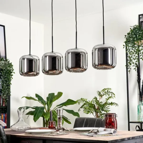 hofstein Suspension - Verre Lauden Chrome, Fumé, 4 lumières* Lampes Modernes