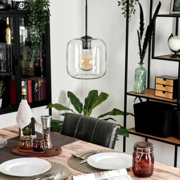 hofstein Suspension - Verre Lauden Clair, 1 lumière* Lampes En Verre