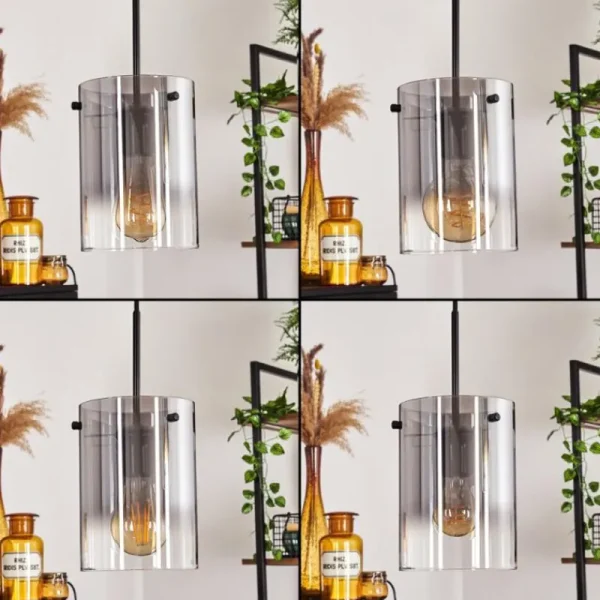 hofstein Suspension - Verre Parane Clair, Fumé, 3 lumières* Lampes Modernes