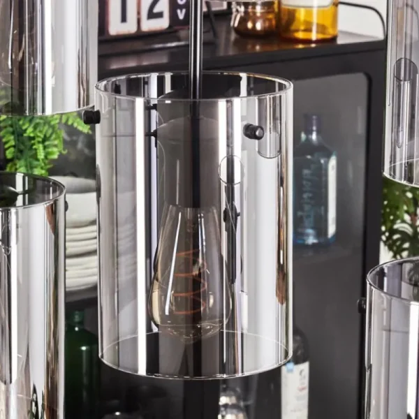 hofstein Suspension - Verre Parane Fumé, 6 lumières* Lampes Modernes