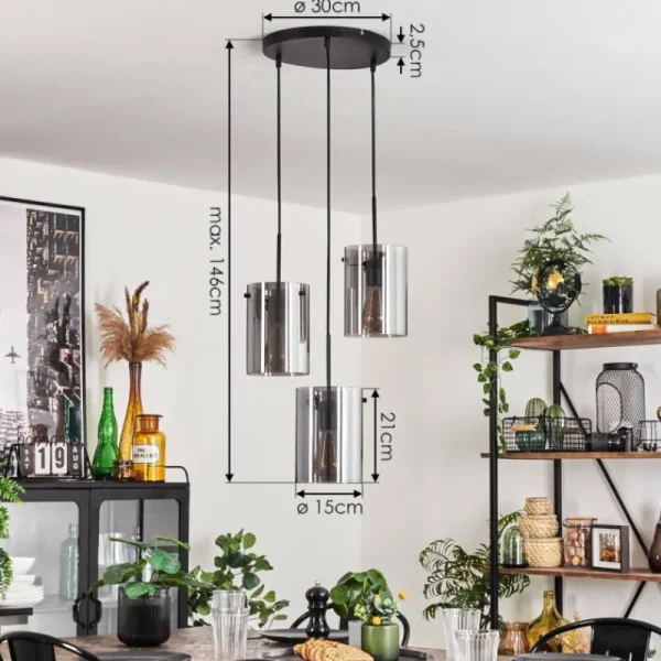 hofstein Suspension - Verre Parane Fumé, 3 lumières* Lampes Modernes