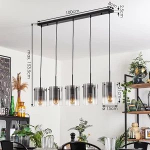 hofstein Suspension - Verre Parane Clair, Fumé, 5 lumières* Lampes Modernes