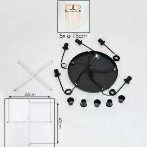 hofstein Suspension - Verre Parane Ambre, Clair, 5 lumières* Lampes En Verre