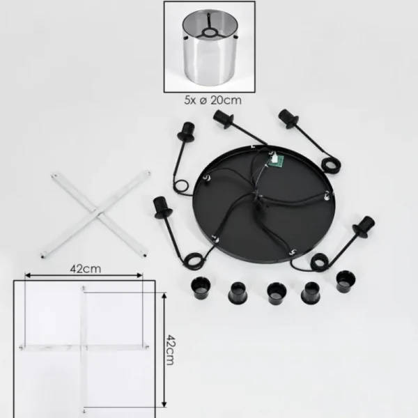 hofstein Suspension - Verre Parane Fumé, 5 lumières* Lampes Modernes