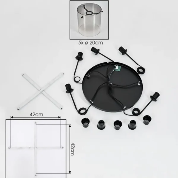 hofstein Suspension - Verre Parane Clair, Fumé, 5 lumières* Lampes Modernes