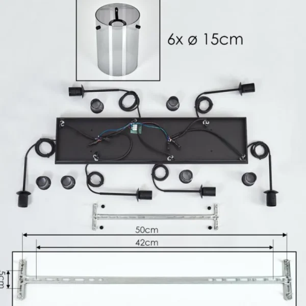 hofstein Suspension - Verre Parane Fumé, 6 lumières* Lampes Modernes