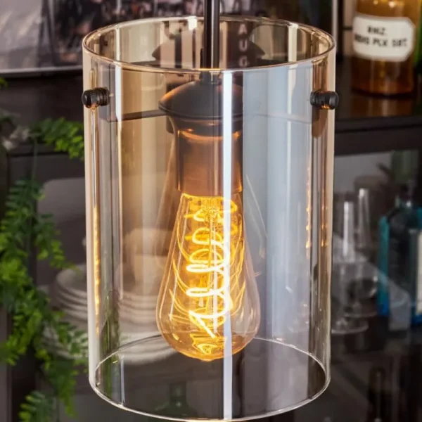 hofstein Suspension - Verre Parane Ambre, Clair, 5 lumières* Lampes En Verre
