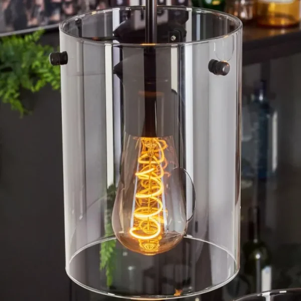 hofstein Suspension - Verre Parane Clair, Fumé, 3 lumières* Lampes Modernes