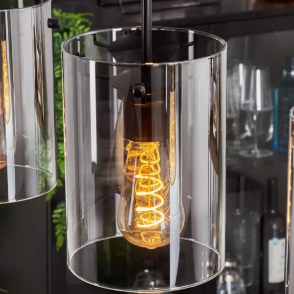 hofstein Suspension - Verre Parane Clair, Fumé, 5 lumières* Lampes Modernes