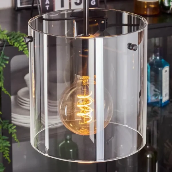 hofstein Suspension - Verre Parane Clair, Fumé, 5 lumières* Lampes Modernes