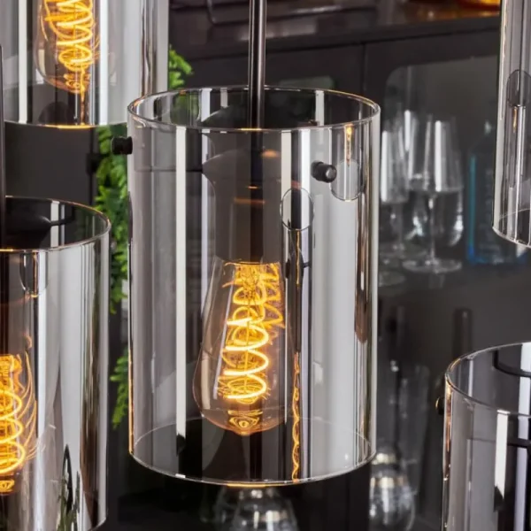 hofstein Suspension - Verre Parane Fumé, 6 lumières* Lampes Modernes