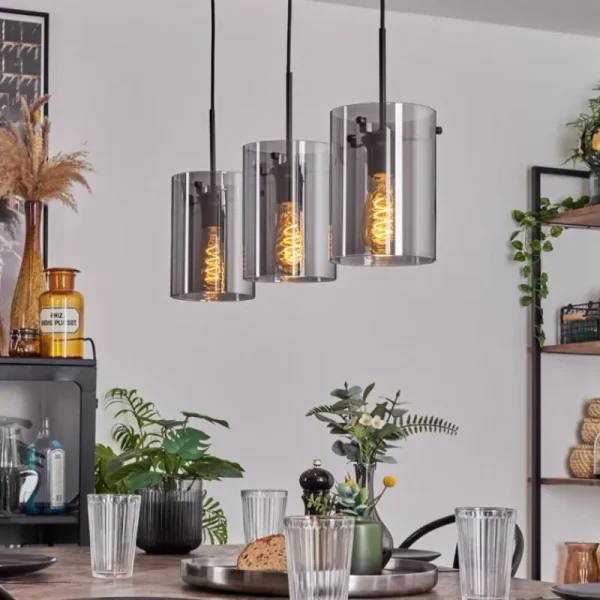 hofstein Suspension - Verre Parane Fumé, 3 lumières* Lampes Modernes