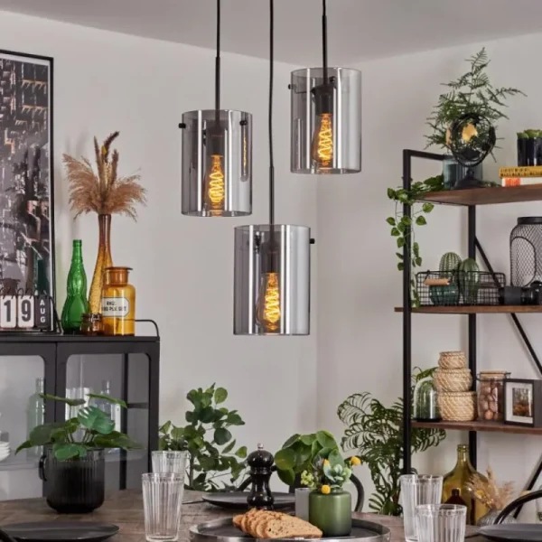 hofstein Suspension - Verre Parane Fumé, 3 lumières* Lampes Modernes