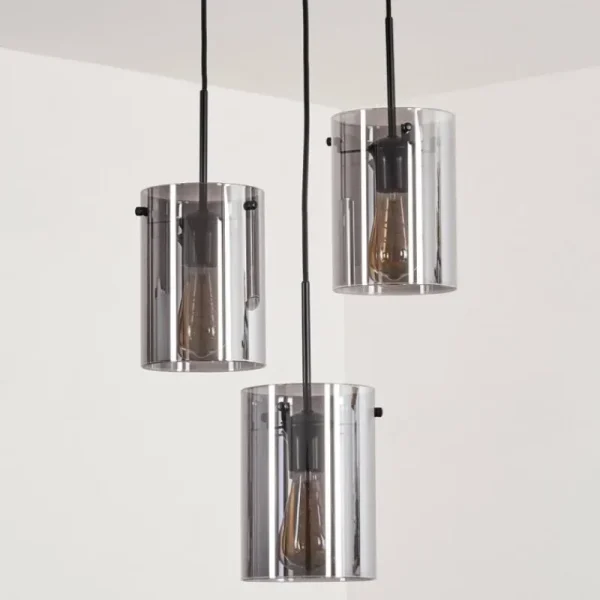 hofstein Suspension - Verre Parane Fumé, 3 lumières* Lampes Modernes