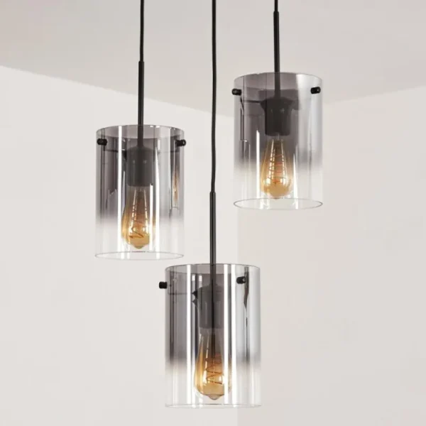 hofstein Suspension - Verre Parane Clair, Fumé, 3 lumières* Lampes Modernes