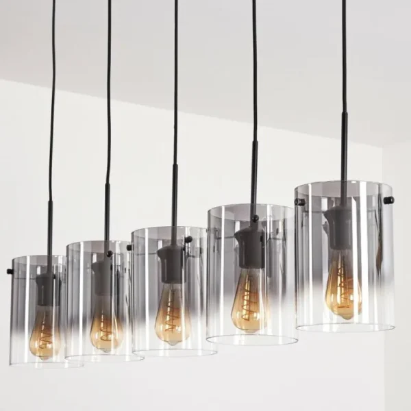 hofstein Suspension - Verre Parane Clair, Fumé, 5 lumières* Lampes Modernes