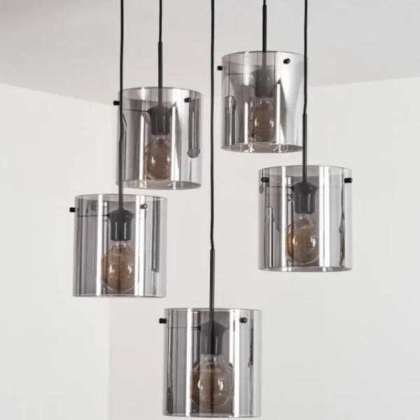 hofstein Suspension - Verre Parane Fumé, 5 lumières* Lampes Modernes
