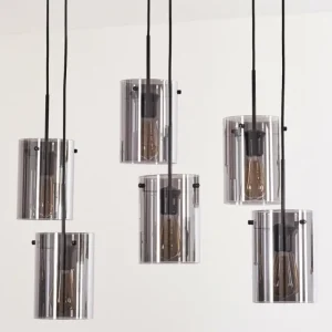 hofstein Suspension - Verre Parane Fumé, 6 lumières* Lampes Modernes