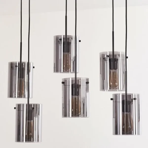 hofstein Suspension - Verre Parane Fumé, 6 lumières* Lampes Modernes