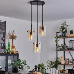 hofstein Suspension - Verre Parane Ambre, Clair, 3 lumières* Lampes En Verre