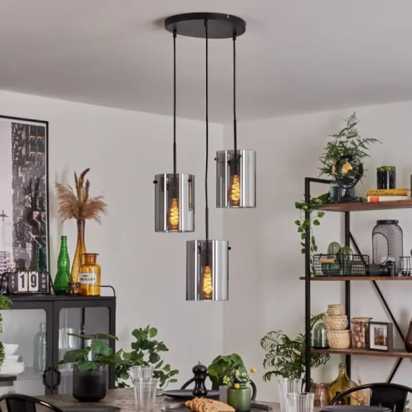 hofstein Suspension - Verre Parane Fumé, 3 lumières* Lampes Modernes