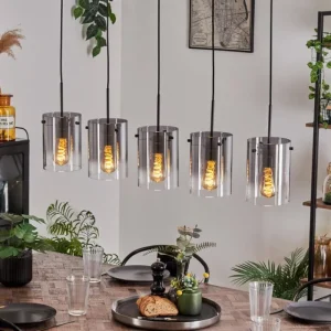 hofstein Suspension - Verre Parane Clair, Fumé, 5 lumières* Lampes Modernes