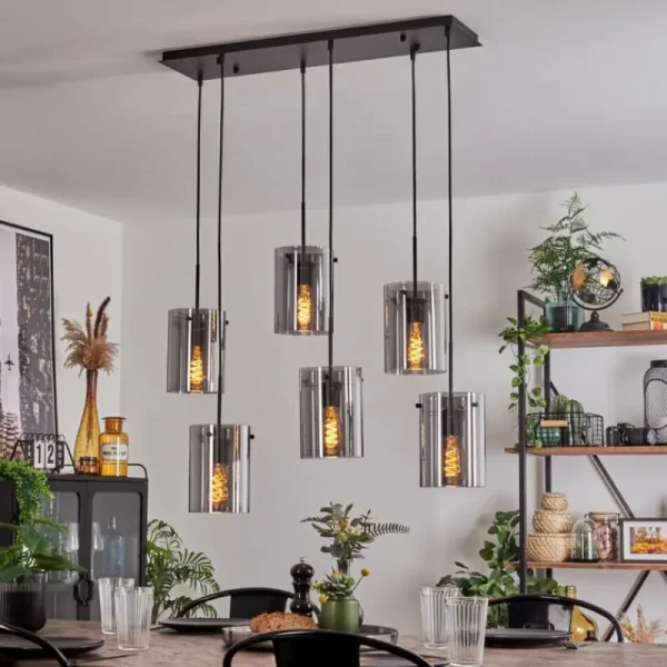 hofstein Suspension - Verre Parane Fumé, 6 lumières* Lampes Modernes
