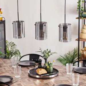 hofstein Suspension - Verre Parane Fumé, 3 lumières* Lampes Modernes