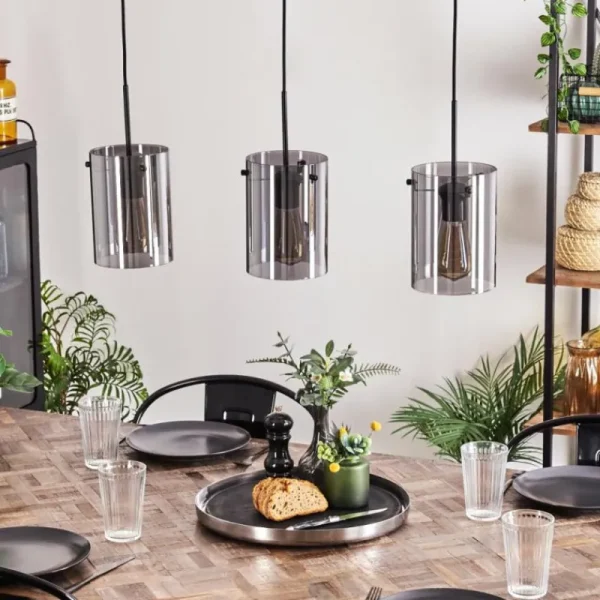 hofstein Suspension - Verre Parane Fumé, 3 lumières* Lampes Modernes