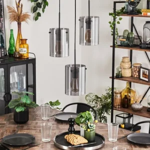 hofstein Suspension - Verre Parane Fumé, 3 lumières* Lampes Modernes