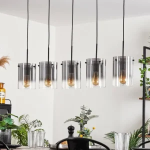 hofstein Suspension - Verre Parane Clair, Fumé, 5 lumières* Lampes Modernes