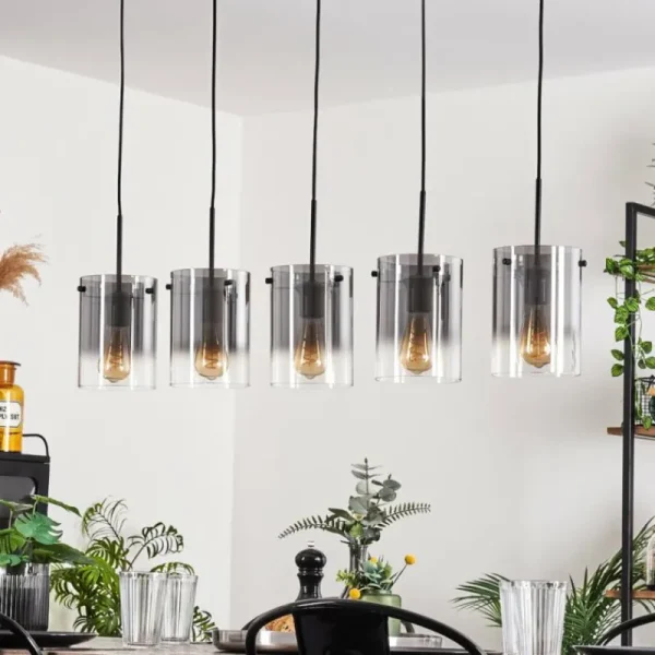hofstein Suspension - Verre Parane Clair, Fumé, 5 lumières* Lampes Modernes
