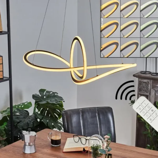 hofstein Suspension Zibreira LED Noir, 1 lumière, Télécommandes* Lampes Modernes