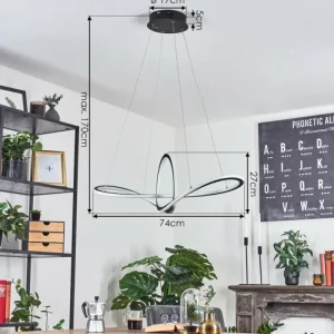 hofstein Suspension Zibreira LED Noir, 1 lumière, Télécommandes* Lampes Modernes