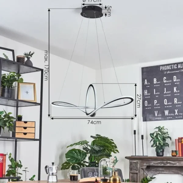 hofstein Suspension Zibreira LED Noir, 1 lumière, Télécommandes* Lampes Modernes