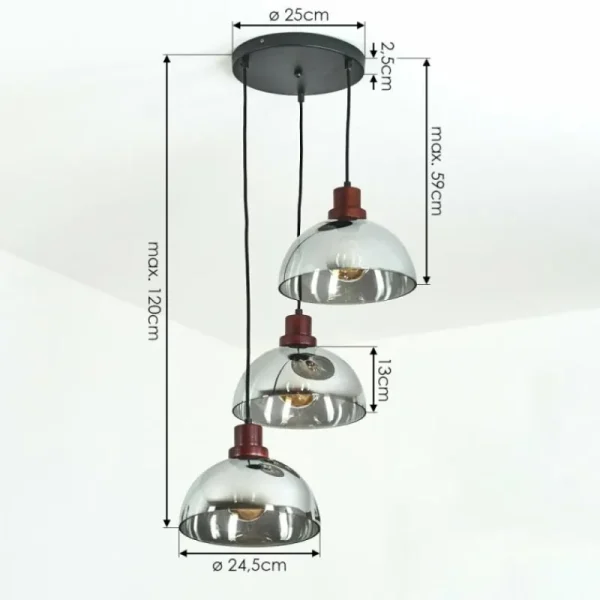 hofstein Suspension Aannestad Bois foncé, Noir, 3 lumières* Lampes Modernes