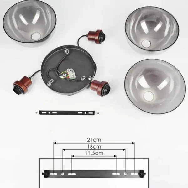 hofstein Suspension Aannestad Bois foncé, Noir, 3 lumières* Lampes Modernes