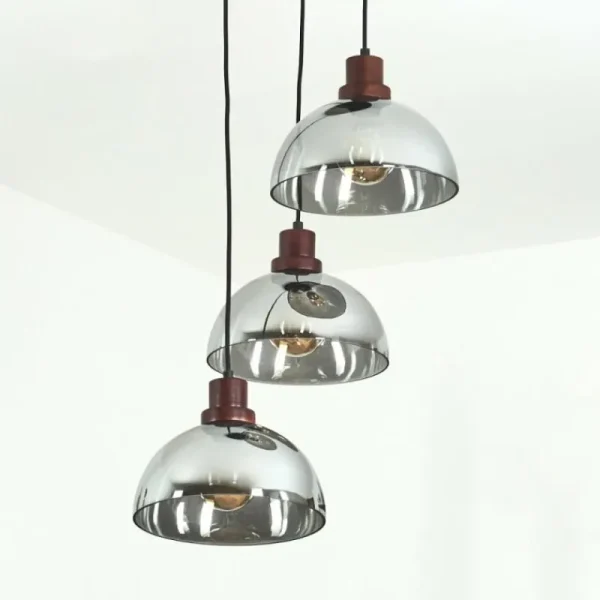 hofstein Suspension Aannestad Bois foncé, Noir, 3 lumières* Lampes Modernes