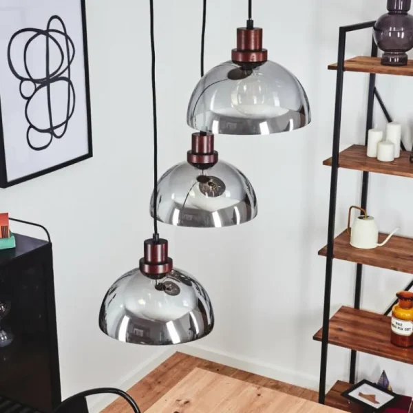 hofstein Suspension Aannestad Bois foncé, Noir, 3 lumières* Lampes Modernes