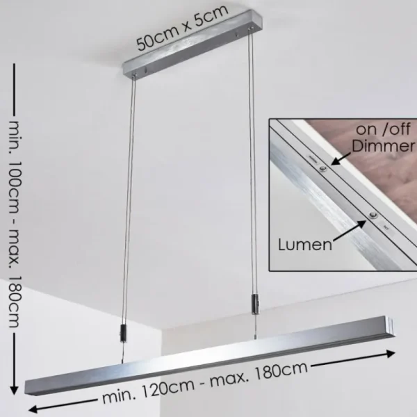 hofstein Suspension Airolo LED Chrome, Nickel mat, 3 lumières* Lampes Modernes