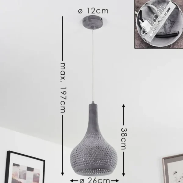 hofstein Suspension Alenhoven Gris, 1 lumière* Lampes Modernes