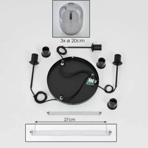 hofstein Suspension Apedo Clair, Fumé, 3 lumières* Lampes Modernes