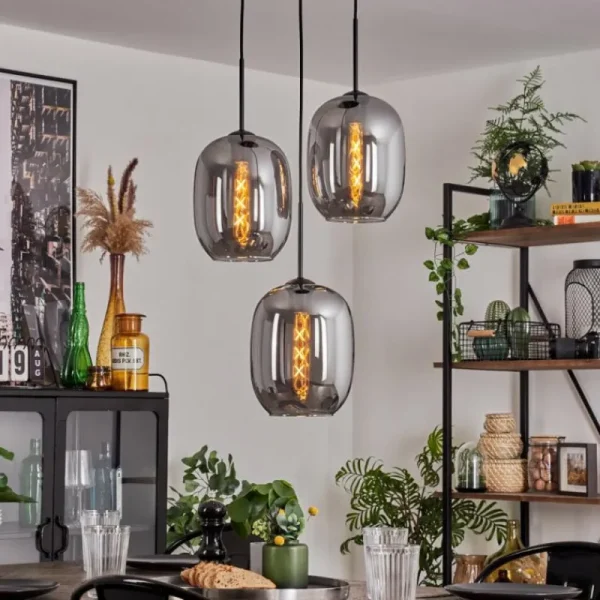 hofstein Suspension Apedo Clair, Fumé, 3 lumières* Lampes Modernes